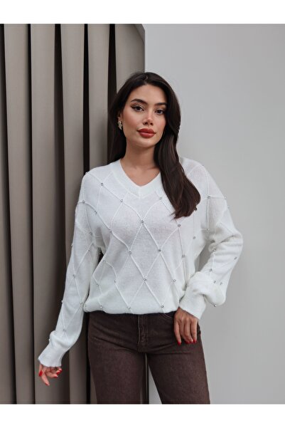 ESRAHELVACI V-neck Stone Knitwear Sweater