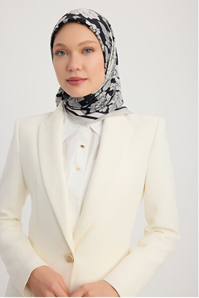 Schaless Flower Dream - Μαύρο - Φουλάρι από 100% μεταξωτό τουίλ - 90x90 εκ.