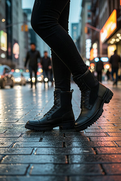 Deri De Luxe Μαύρα ανδρικά μποτάκια