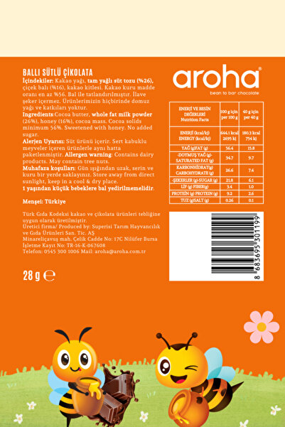 AROHA Kids 2'li Tadım Seti (Hurmalı Bitter & Ballı Sütlü Çikolata)