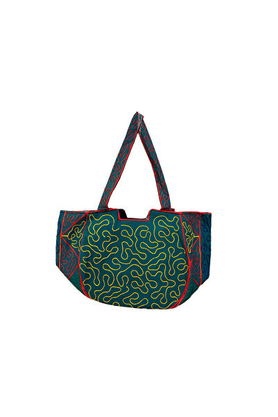 Choice Green Hand-Embroidered Icons Multi-Purpose Bag