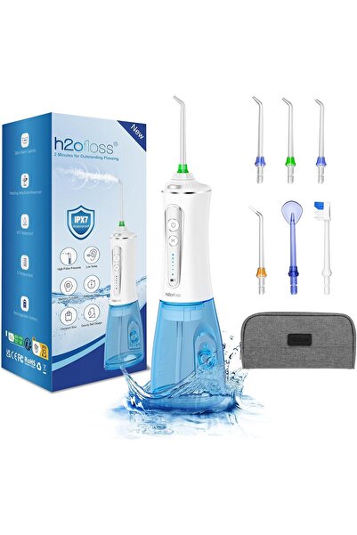 h2ofloss فرشاة الأسنان H2ofloss المطورة المحمولة والقابلة لإعادة الشحن، تبيض الأسنان بلطف، مقاومة للماء بدرجة IPX7