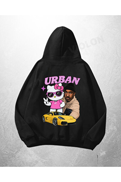 Violon Μαύρο Unisex Φούτερ με κουκούλα με στάμπα αυτοκινήτου, σε μεγάλο μέγεθ...