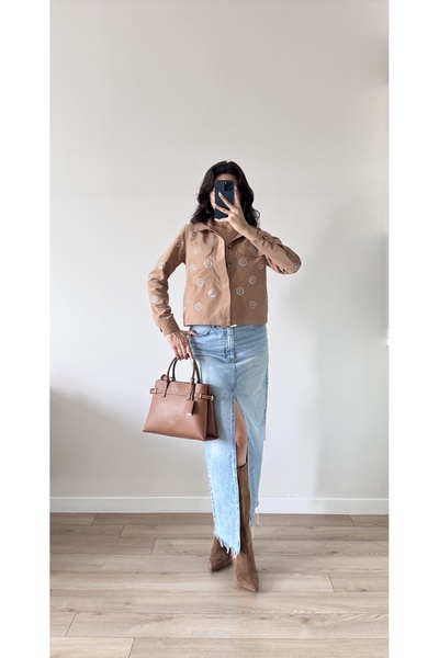 LOCH BUTİK Дамско яке от кафява кожа