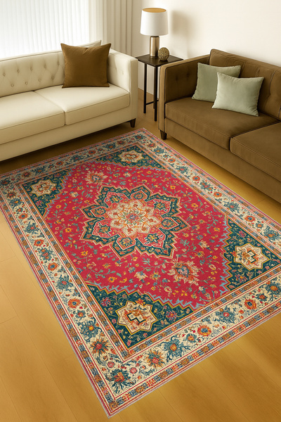 Rugs Modern Halı MOSSO Geleneksel Motifli Desen Dokuma Taban Vintage Dekorati...