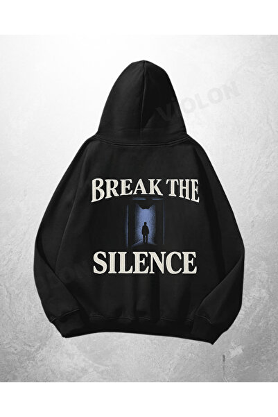 Violon Μαύρο Unisex Φούτερ με κουκούλα με στάμπα "Break The Silence " σε μεγά...