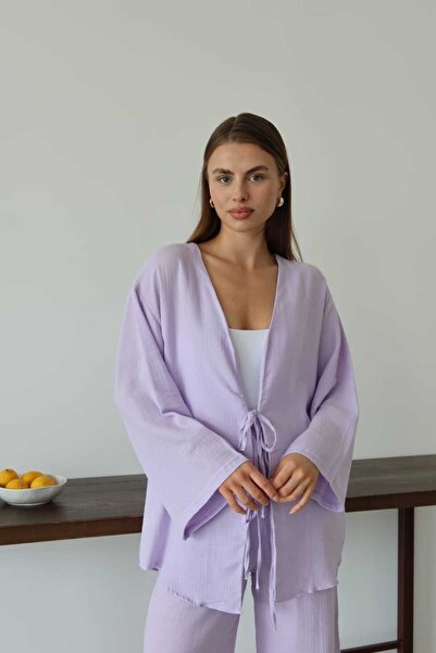 Patreon Women's 100% Cotton Muslin Lace-Up Kimono