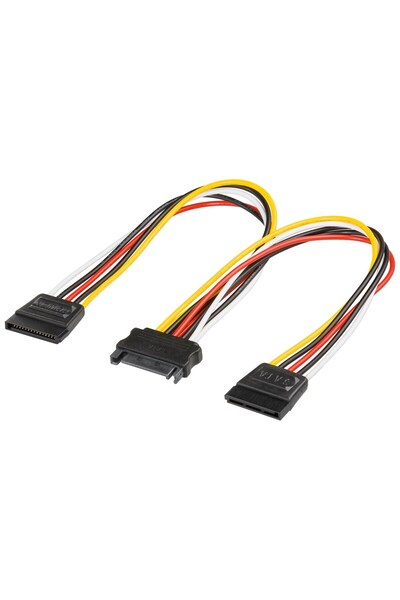 OEM Cablu adaptor de alimentare PC Y SATA 1x tata - 2x mama 0.2m Goobay 95114