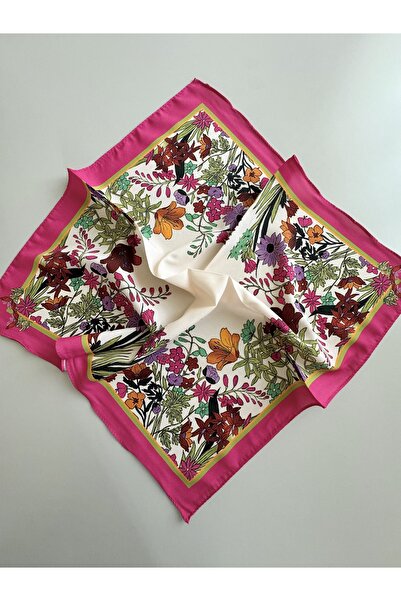 LUXSTONE وشاح باندانا بنمط الزهور الوردية