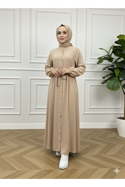 MERVERA Muslin Buttoned Ferace Dress