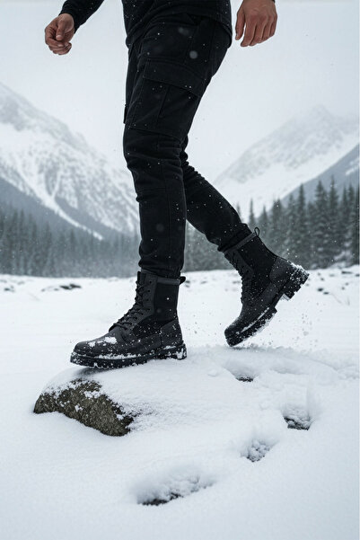Deri De Luxe Μαύρα ανδρικά μποτάκια