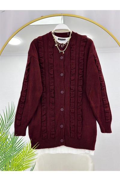 YEDİLALE Firfir Detailed Buttoned Knitwear Cardigan [78 cm Medium]