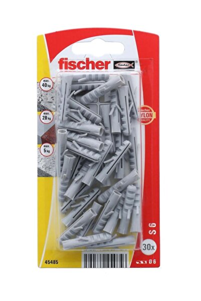 Fischer 30-Piece S6 Expansion Plug Grey