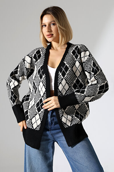 Devinka Cardigan de tricotat cu textura moale cu model jacquard pentru femei