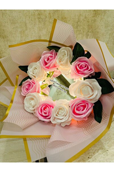 Şans çiçek hediyelik & dekorasyon Yapay led aynalı gül buketi