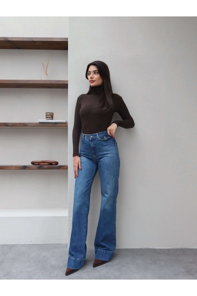 ESRAHELVACI Pantaloni de blugi cu picioare largi cu buzunar frontal