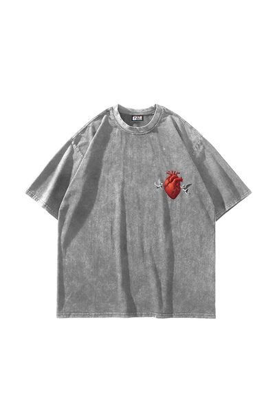 Sekizbiraltı Angels Guard Our Hearts Printed Oversize Unisex Washable White Tshirt