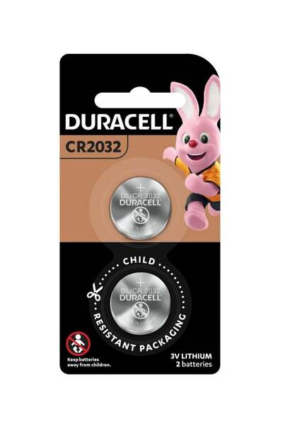 Duracell 2-Piece Lithium CR2032 Coin Battery Silver