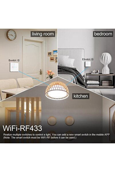 TUYA Intrerupator inteligent cu touch Tuya, Life Smart, Wi-Fi, RF433, cu sau fara nul, 1 canal @SmartWiz