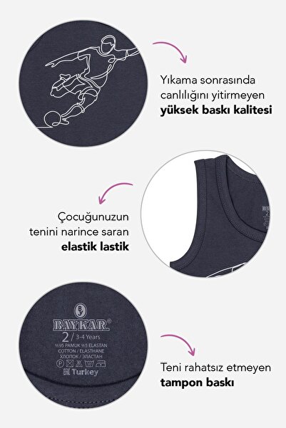 BAYKAR Boys' Cotton Crew Neck Printed Tank Top T-Shirt 3-Pack 2518 Colorful