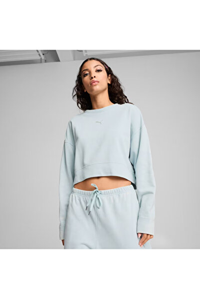 Puma Dare To Relaxed Washed Crew Kadın Mavi Sweatshirt