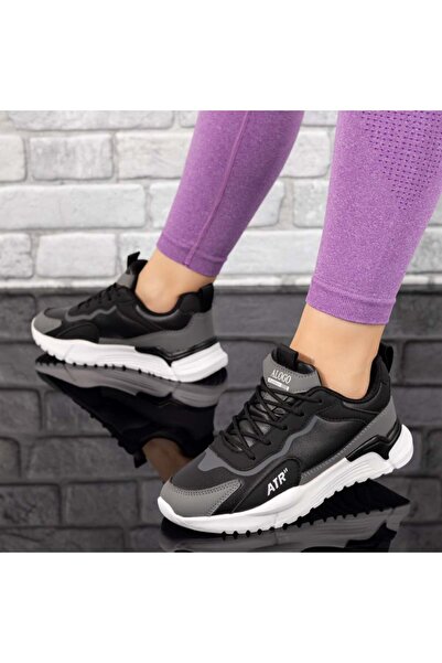 Modlet.ro Pantofi sport cu șireturi pentru femei, albi și negri, MOD10023