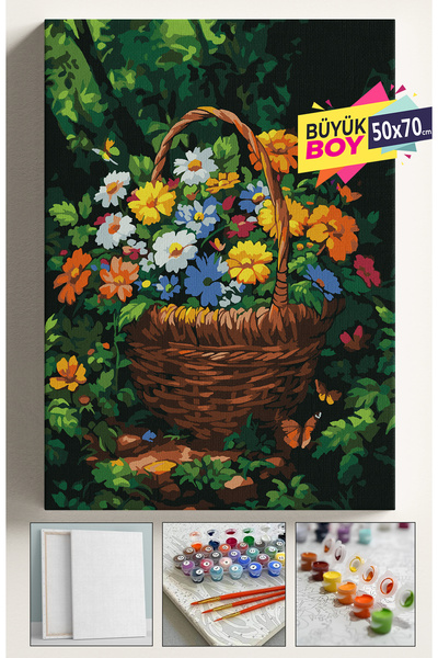 Genel Markalar Sayılarla Boyama Seti Numaralı Tuval Fırça Boya Dahil Kasnaklı...