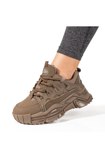 Modlet.ro Pantofi sport kaki pentru femei cu șireturi groase MOD10062