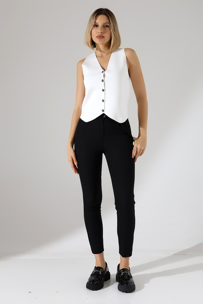 Devinka Women's V-Neck Buttoned Knitwear Vest