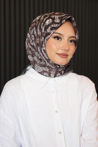 AFVENTE وشاح قطني بني بنمط المتاهة