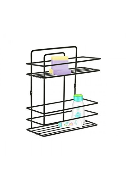 Raki Etajera pentru baie cu 2 nivele culoare neagra