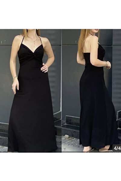 MODA Κομψό φόρεμα με δέσιμο στο λαιμό και μακρύ κορδόνι στο στήθος, σχεδιασμέ...