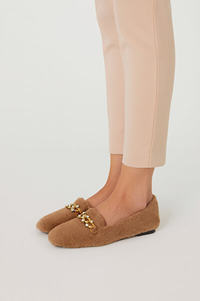 Beyond Women's Brown Stone Accessory Chain Plush Home Slippers Byndvt04