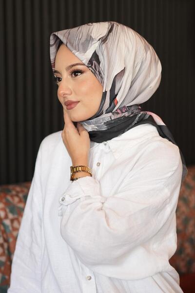 AFVENTE Гірляндка з ромашок Сірий бавовняний шарф