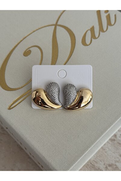 LUXSTONE Heart Double Color Gold Earrings