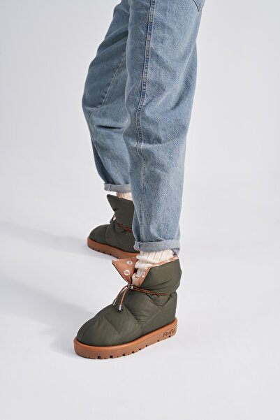 Flufie Kaz Tüyü Unisex Bot Klasik Serisi Khaki