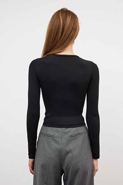 SHERIN Black Crew Neck Basic Bodysuit