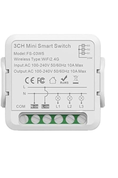 TUYA Mini Releu 3 Canale inteligent Wi-Fi, programabil, Compatibil cu app @Sm...