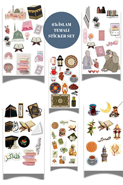 elviano 6'LI İSLAM TEMALI AJANDAYA UYGUN STİCKER SET