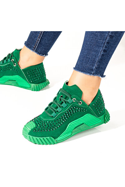 BMoD Teniși verzi de damă cu strasuri aplicate MOD10069
