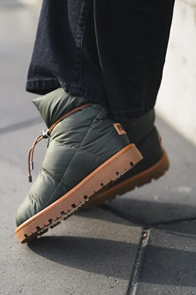 Flufie Kaz Tüyü Unisex Bot Klasik Serisi Khaki