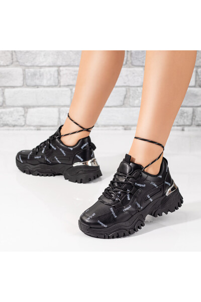 Modlet.ro Pantofi sport negri cu imprimeu pentru femei MOD09788