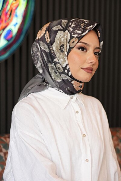 AFVENTE Spring Pattern Khaki Cotton Scarf