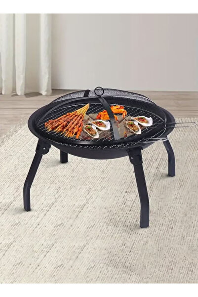 Cady One Fire Pit with Mesh Cover for Camping and Hiking, Foldable Charcoal Grill Suitable for Indoor and Outdoor Use
