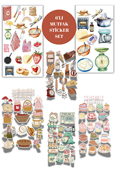 elviano 6'LI AŞÇI MESLEĞİ STİCKER SET AJANDAYA UYGUN