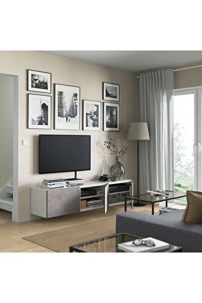 hobiurun Tv sehpası, beyaz-açık gri, 180x42x38 cm, KALLVIKEN