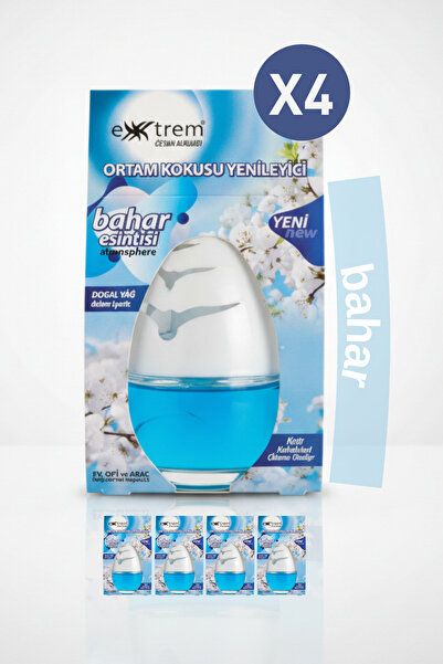 EXXTREM 4'lü Bahar Esintisi Küre Oda ve Araba Kokusu – Dekoratif Cam Küre, 60...
