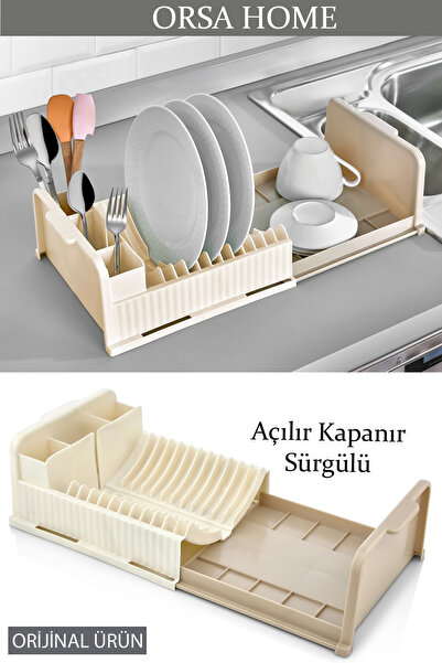 ORSA HOME 281 Açılır Kapanır Ekru - Vizon Sürgülü Tabaklık, Kaşıklık Bölmeli ...