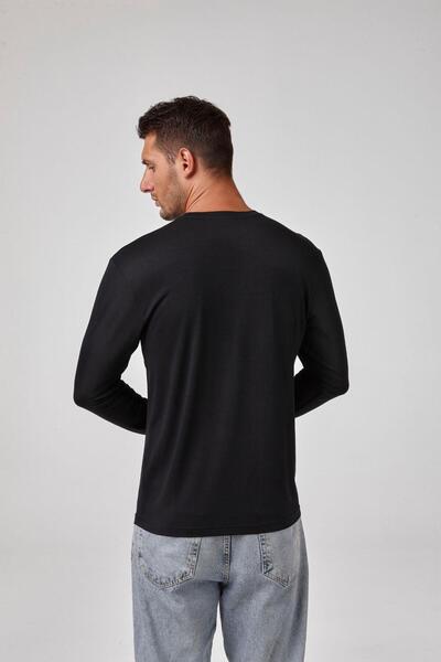 relactive Ανδρικό μαύρο μακρυμάνικο μπλουζάκι Modal Stretch Basic C0T2N6O1