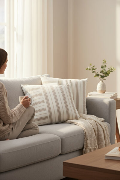 Chintar Βαμβακερή Μοντέρνα Διακοσμητική Ριγέ Μαξιλαροθήκη 2 τεμαχίων / Κάλυμμ...